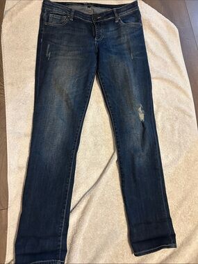 Catherines Dark Wash Skinny Jeans with Distressed Detail